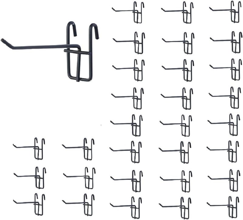 NectaCol 30 Packs 6" Metal Grid Wall Hooks, Standard Gridwall Panel Hooks are for Gridwall Panels Display,Black - Image 1